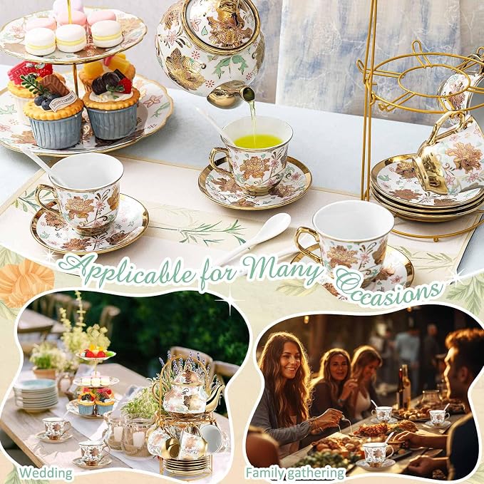 21 Pcs Porcelain Tea Set for Women Tea Party