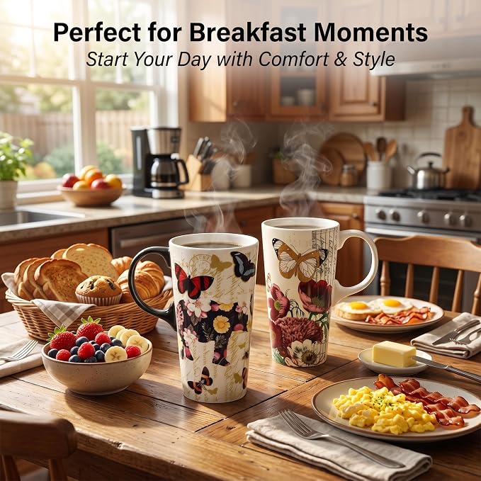 Topadorn 2 Pack 17oz Ceramic Travel Mugs