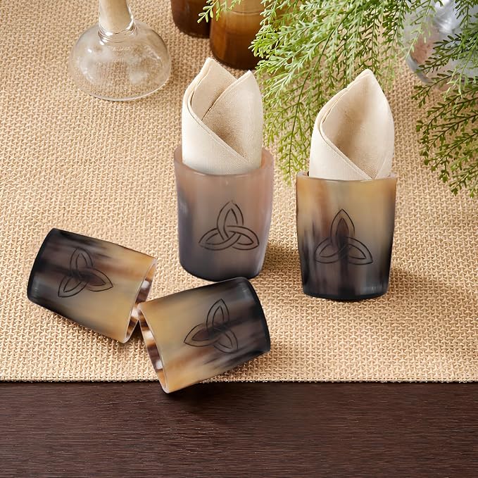 Handicrafts Home Viking Horn Shot Glasses Set of 4, Handmade Natural Ox Horn
