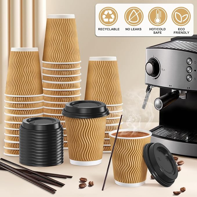 SIUQ 90 Pack 8 oz Disposable Coffee Cups