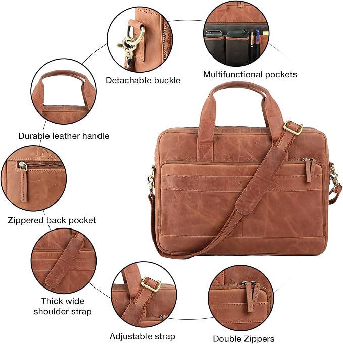 Leather briefcases Laptop Messenger Bags Best Office School College Satchel Bag