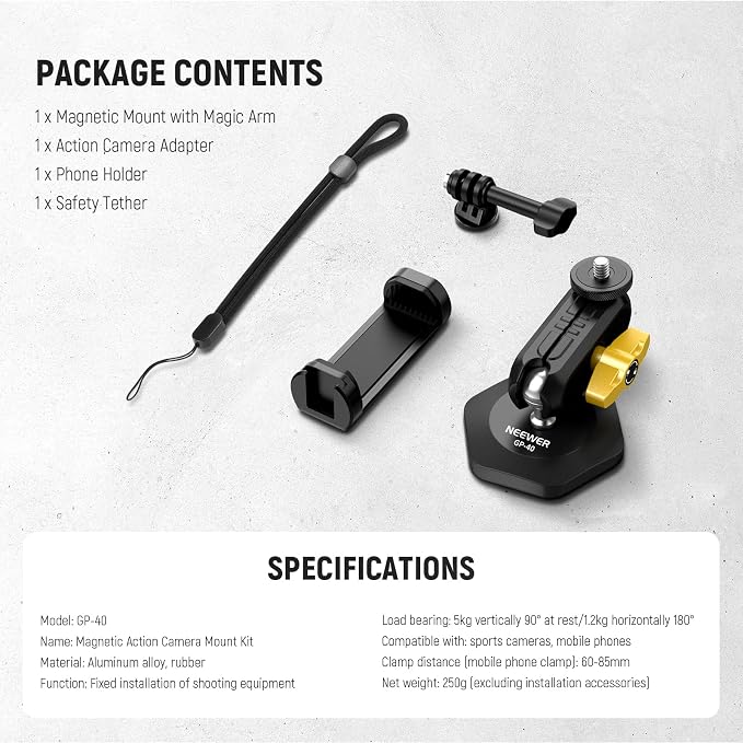 Neewer Magnetic Action Camera Car Mount Kit