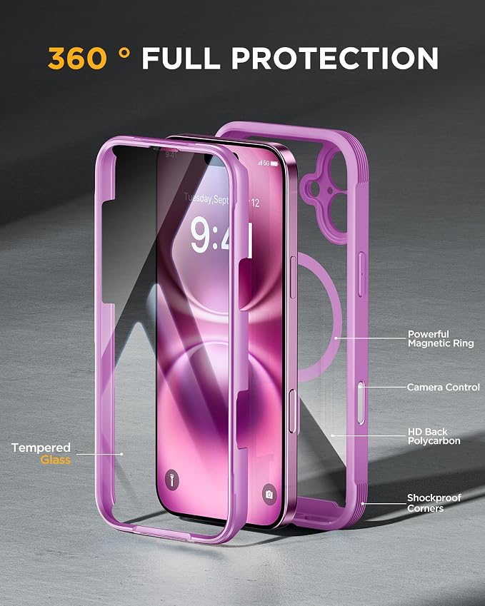 Miracase for iPhone 16 Case 6.1'', Full-Body Bumper Phone case