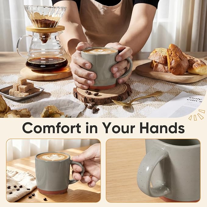 E-far Ceramic Coffee Mug Set of 6, 12oz Stoneware Coffee Cup
