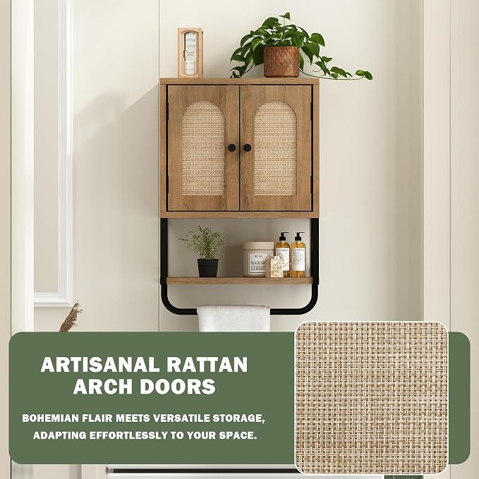 Rattan Bathroom Wall Cabinet