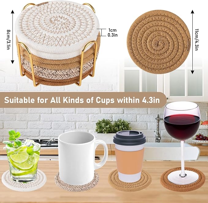 OIAHOMY 8 Pcs Coasters with Holder