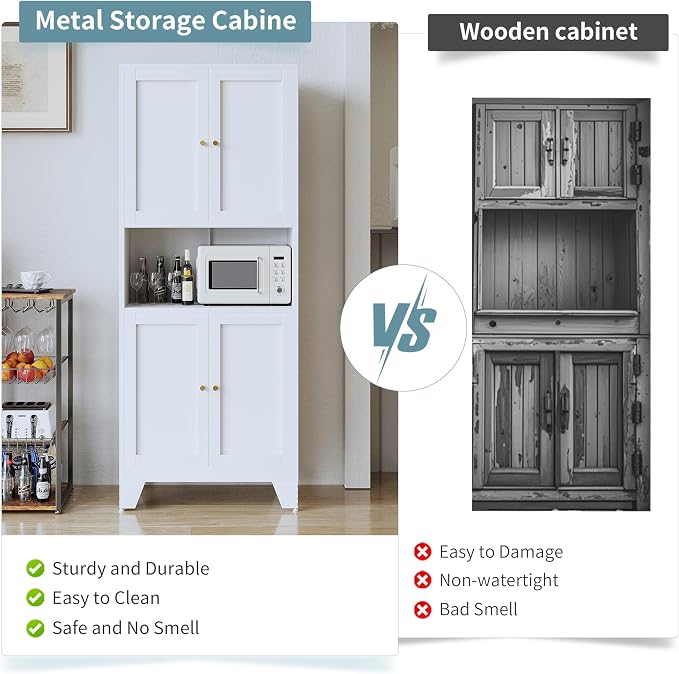 69" Tall Metal Kitchen Pantry Storage Cabinet
