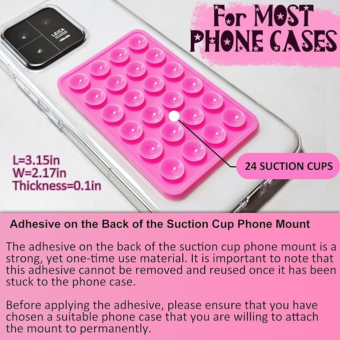 Silicone Suction Phone Case Mount 3 Pack, Silicon Adhesive Suction Cup Phone