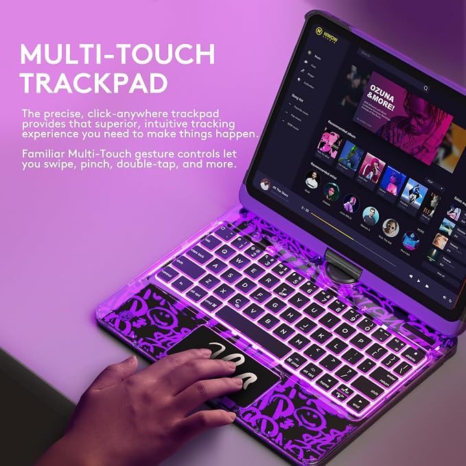 GUSGU Transparent Case with Wireless Keyboard