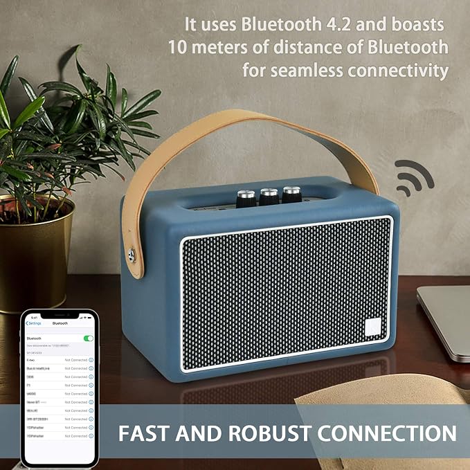 Vintage Bluetooth Speakers, KONEX 40W Leather Portable Wireless Speaker