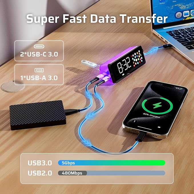 LTC Laptop Docking Station, 7-in-1 USB C Hub