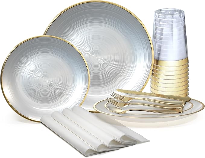 " OCCASIONS " 320pcs set-Wedding Party Disposable Plastic Plate Set -40 x 10''