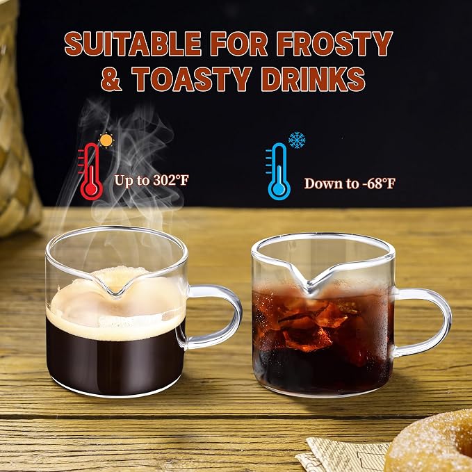 Gulex Espresso Cups Set of 4 Glass Coffee Cups