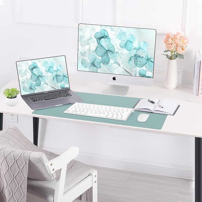 AFIING Dual-Sided Desk Pad, Natural Cork & PU Leather Large Mouse mats