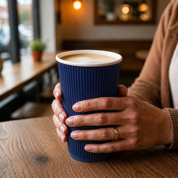 Restaurantware 16 Ounce Ripple Wall Disposable Coffee Cups, 500 Insulated
