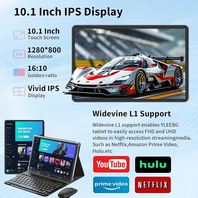 Android Tablet with Keyboard, 10 inch Android 15 tablet, 24GB RAM 128GB ROM