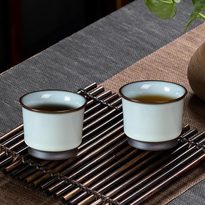 KAMMAK Japanese Tea Cups, 3.2 Oz Small Handmade Ceramic Teacups, Loose Leaf and