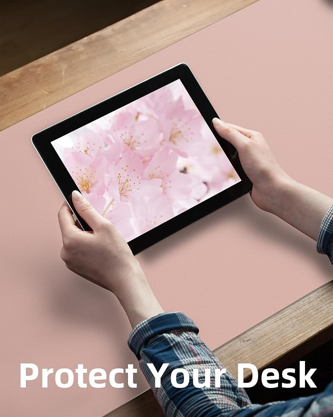 Leather Desk pad Protector, Large Desk mat, Mouse pad, Non-Slip Desk pad