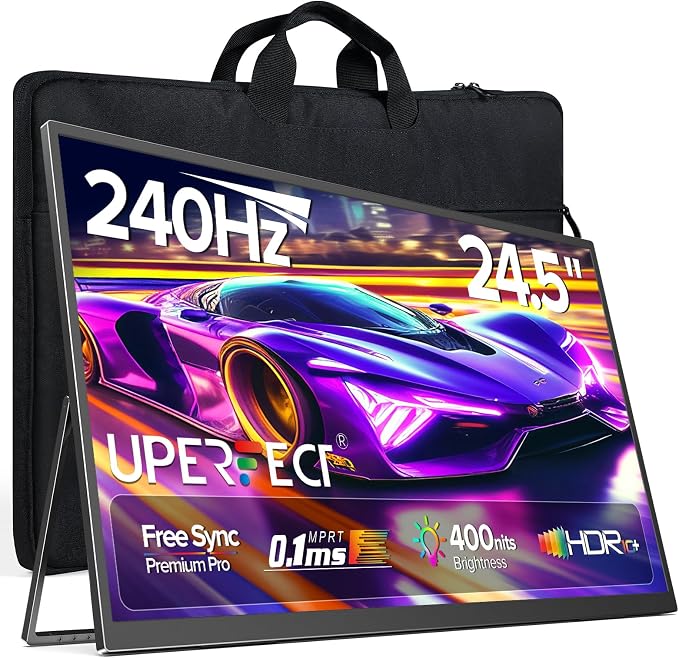 UPERFECT 24.5" Portable Monitor 240Hz Gaming Monitor 1200:1 Contrast FreeSync