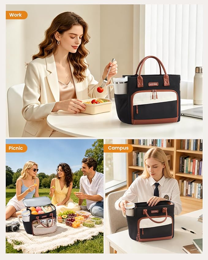 LOVEVOOK Lunch Box for Women, Adult Lunch Bag for Work, Cassis Purple |