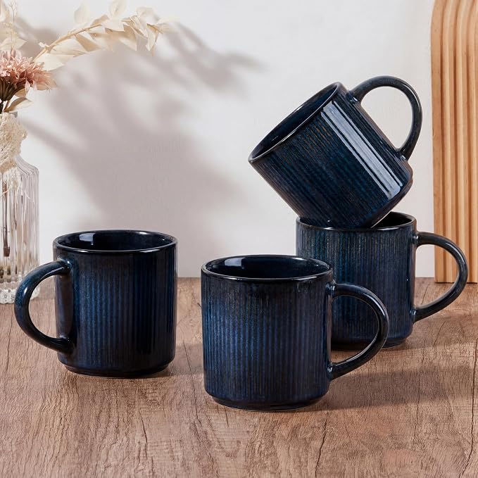 E-far Coffee Mugs Set of 4, 12 oz Stoneware Coffee Cups