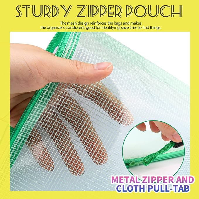 LEOBRO Mesh Zipper Pouch Bags, 13.2"x 9.2" Zipper Pouch, Storage Bags Pouch