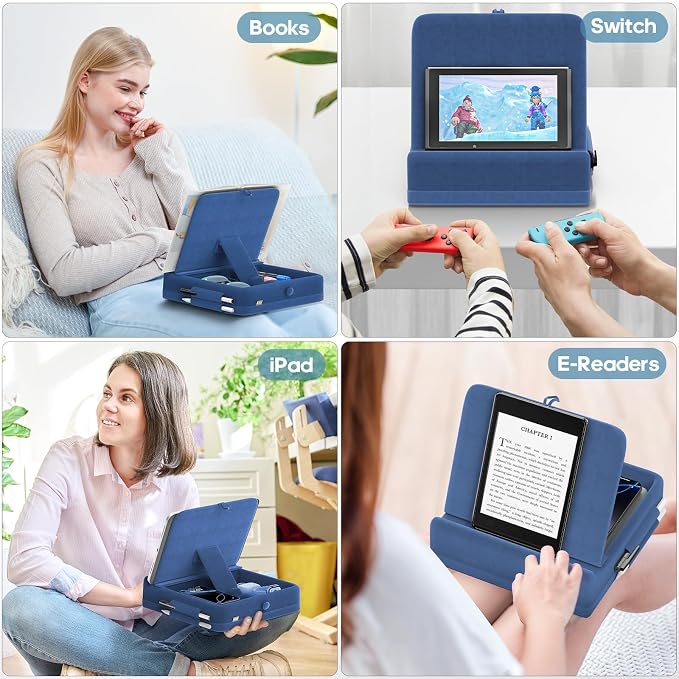 KDD Tablet Pillow Stand with Storage, Foldable iPad Holder