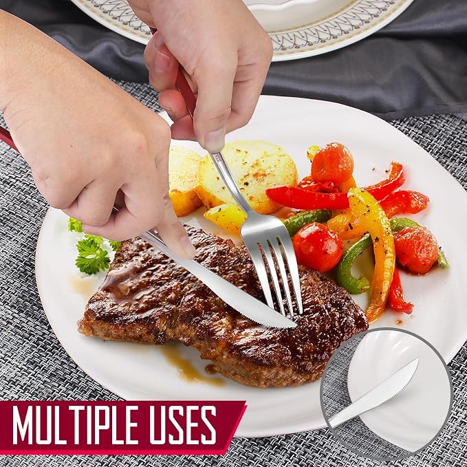 VANVRO Gradient Red Silverware Set, 20-Piece Stainless Steel Flatware Set