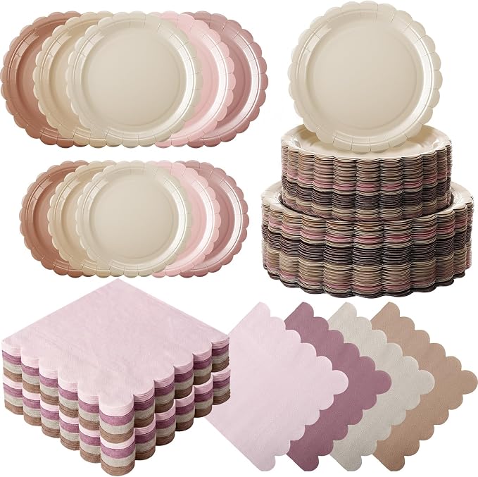 110 Pcs Boho Party Supplies Plates and Napkins Tableware Set Serve 25 Guests