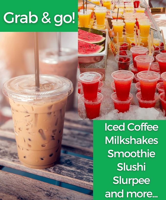 16 oz Clear Plastic Cups with Lids and Straws, Disposable Coffee Cups 25 Sets