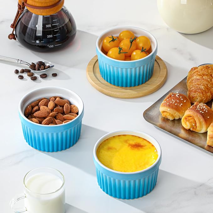 MALACASA Ramekins 8 oz Oven Safe, Large Ceramic Souffle Dishes