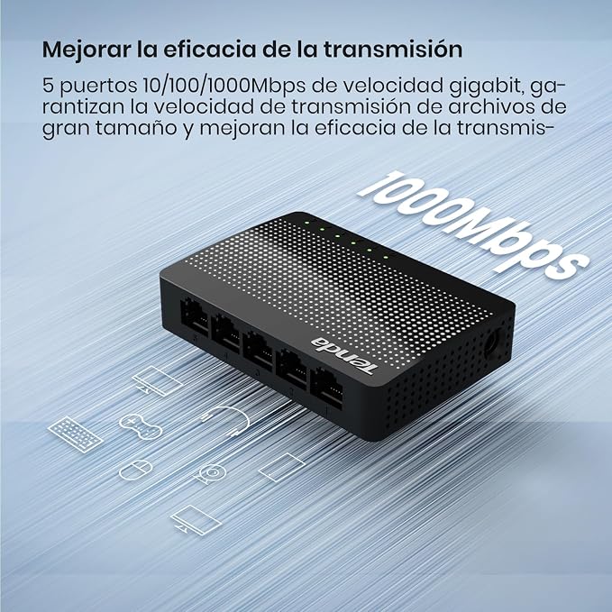 Tenda SG105, 5 Port Gigabit Switch, Unmanaged Home Ethernet Switch, Office