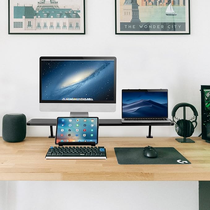 AVLT Clamp Desk Shelf Dual 32" Monitor Riser