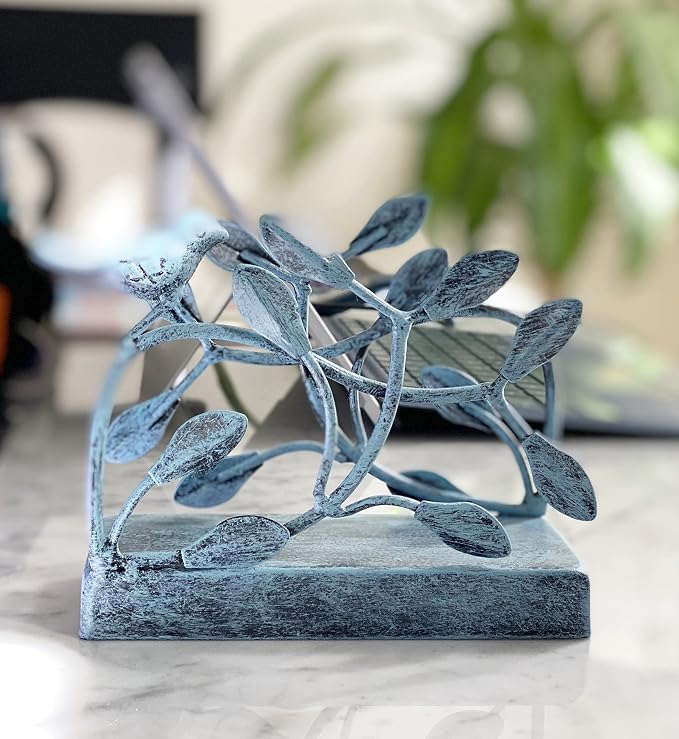 Antique Blue Bird Vertical Napkin Holder | Sturdy Paper Hand Towel Storage Tray