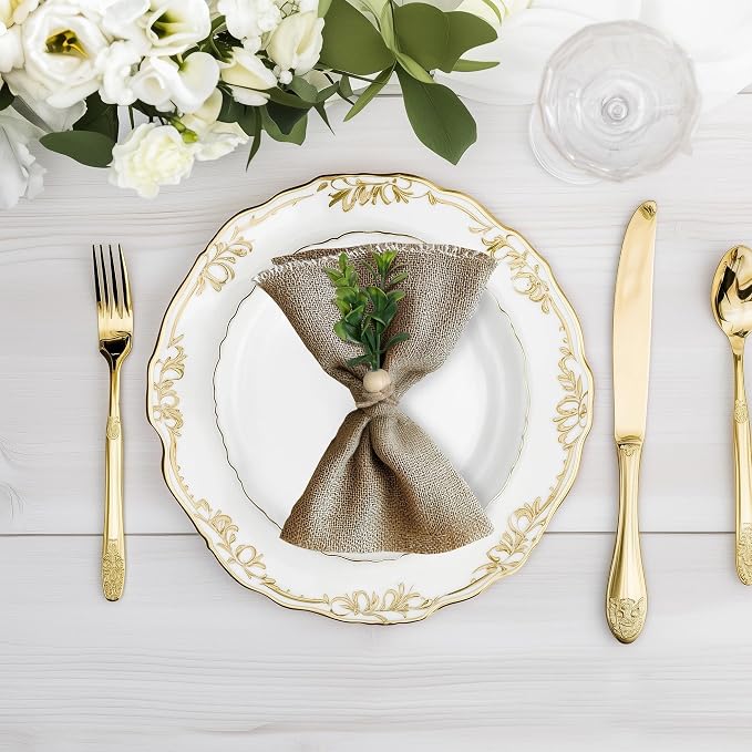 MAOANME Rustic Eucalyptus Leaf Napkin Rings