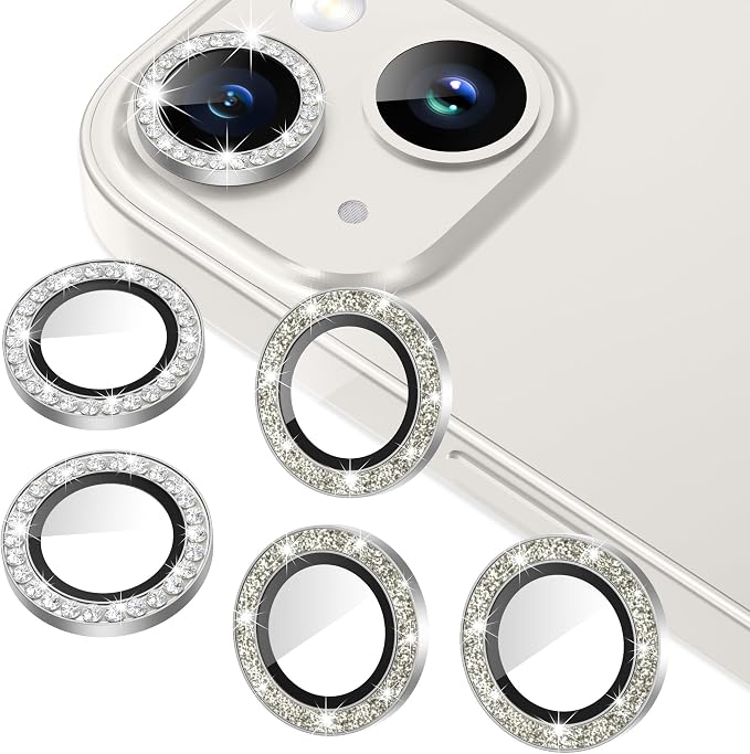 AGVEE 3+3 for iPhone 14 6.1" / 14 Plus 6.7" Camera Lens Protector, Bling