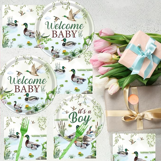 Rakuto Mallard Duck Baby Shower Decorations, Serve 24