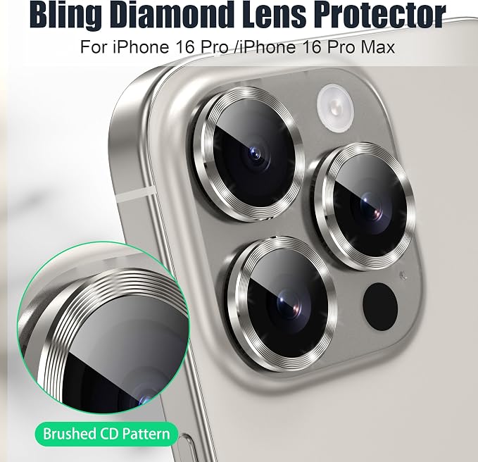AGVEE 3+3 6 Pack for iPhone 16 Pro 6.3" / 16 Pro Max 6.9" Camera Lens Cover