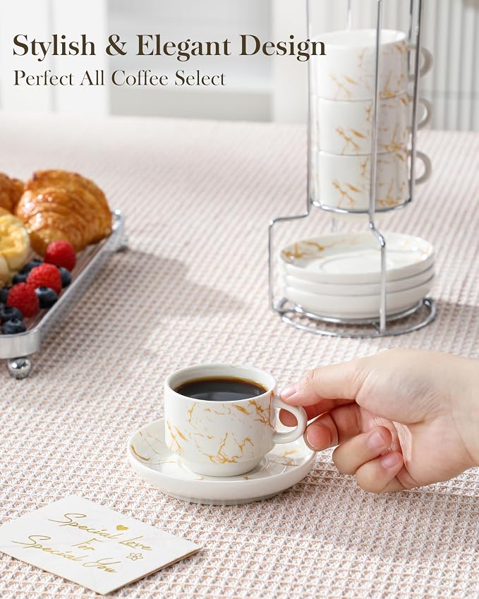 MALACASA 2.5 OZ Porcelain Espresso Cups