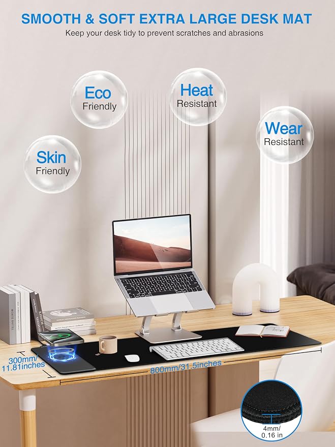 TopMade Wireless Charging Mouse Pad, Gaming Mousepad