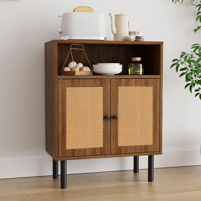 Rattan Storage Cabinet, Boho Accent Cabinet