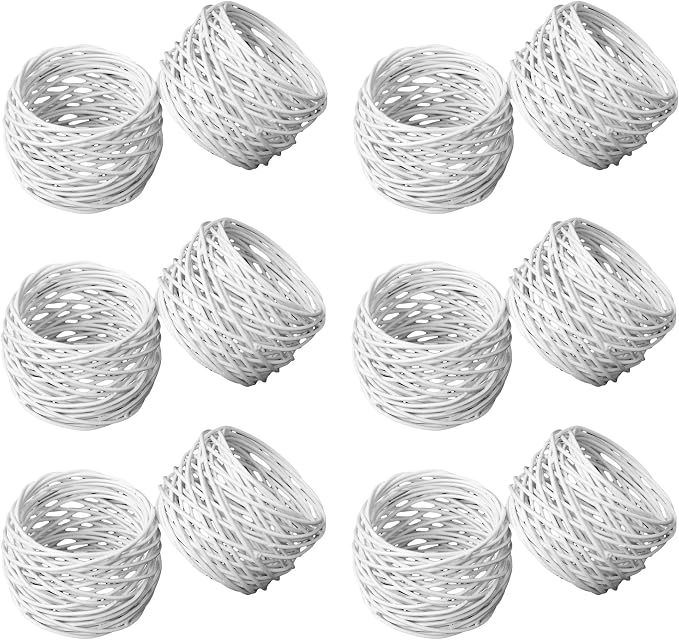 ITOS365 Handmade White Round Mesh Napkin Rings Holder