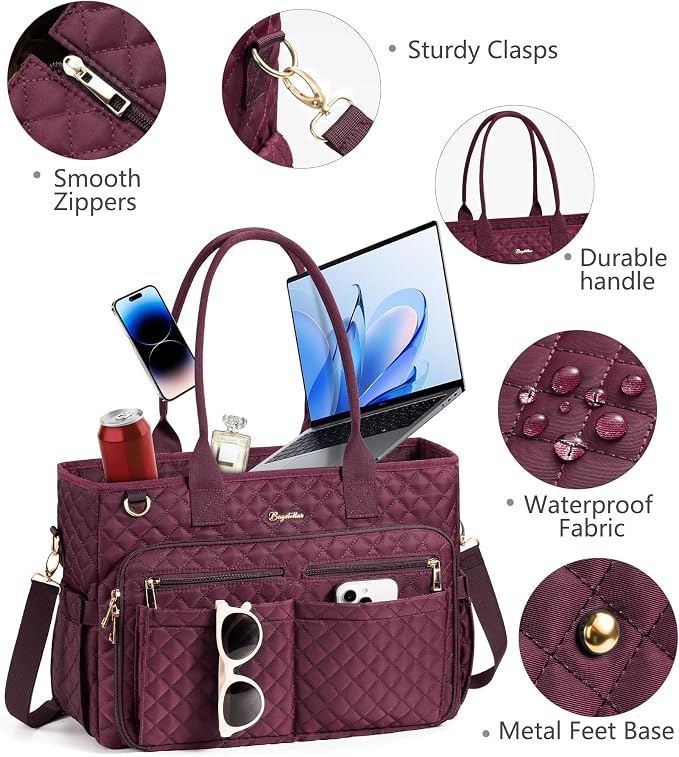 Bagstellar Teacher Tote Bag for Women, 15.6" Laptop Work Tote Computer Bag |