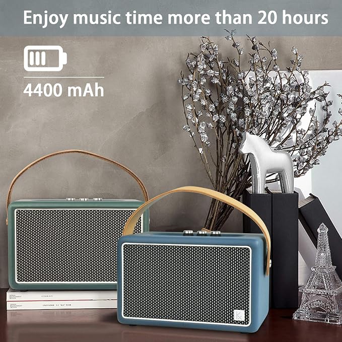 Vintage Bluetooth Speakers, KONEX 40W Leather Portable Wireless Speaker