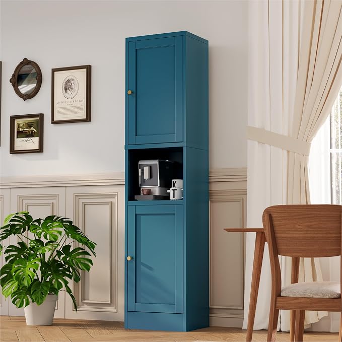 2-Door Metal Storage Cabinet, Tall Slim Pantry Organizer