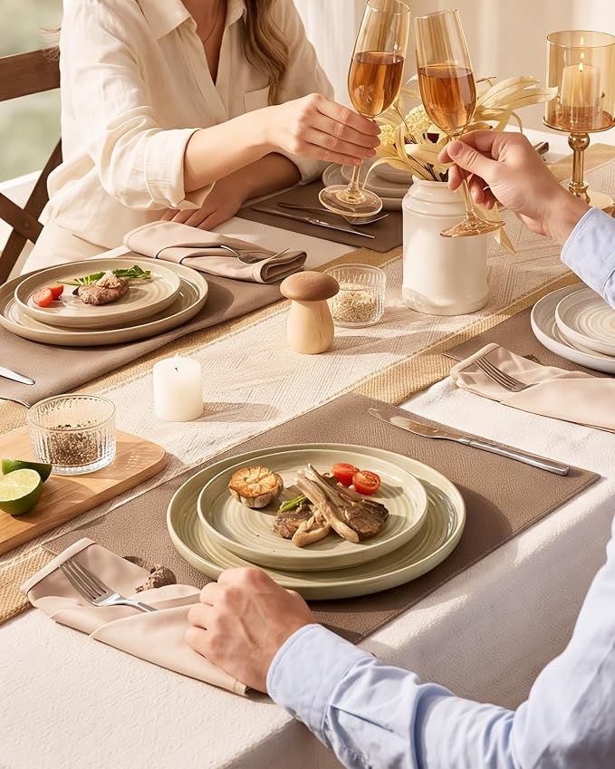 Stoneware Dinnerware Set for 4, Plates & Bowls, Chip & Scratch Resistant