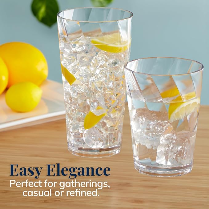 US Acrylic Optix Plastic Reusable Drinking Glasses 14oz Rocks & 20oz Water Cups