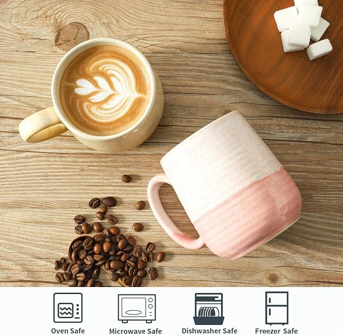 HASENSE 15oz Coffee Mugs Set of 4, Ceramic Coffee Cups