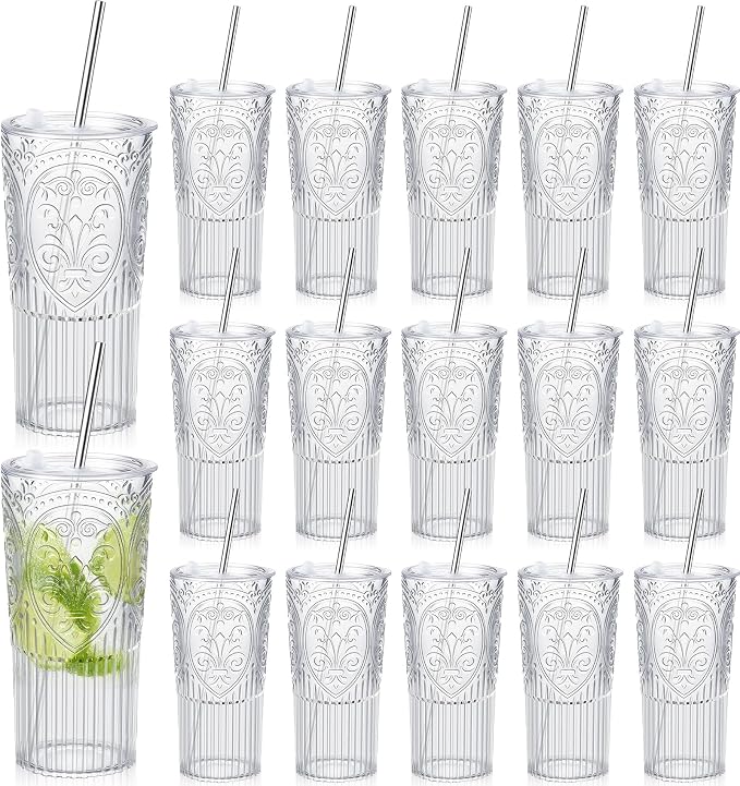 16 Set 20oz Vintage Plastic Tumbler