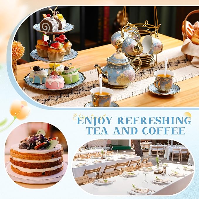 21 Pcs Ceramic Teapot Set Vintage Porcelain Tea Cups